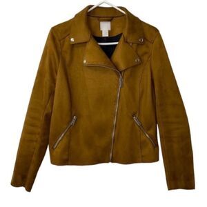 H&M Brown Biker Faux Suede Jacket(Size 8)